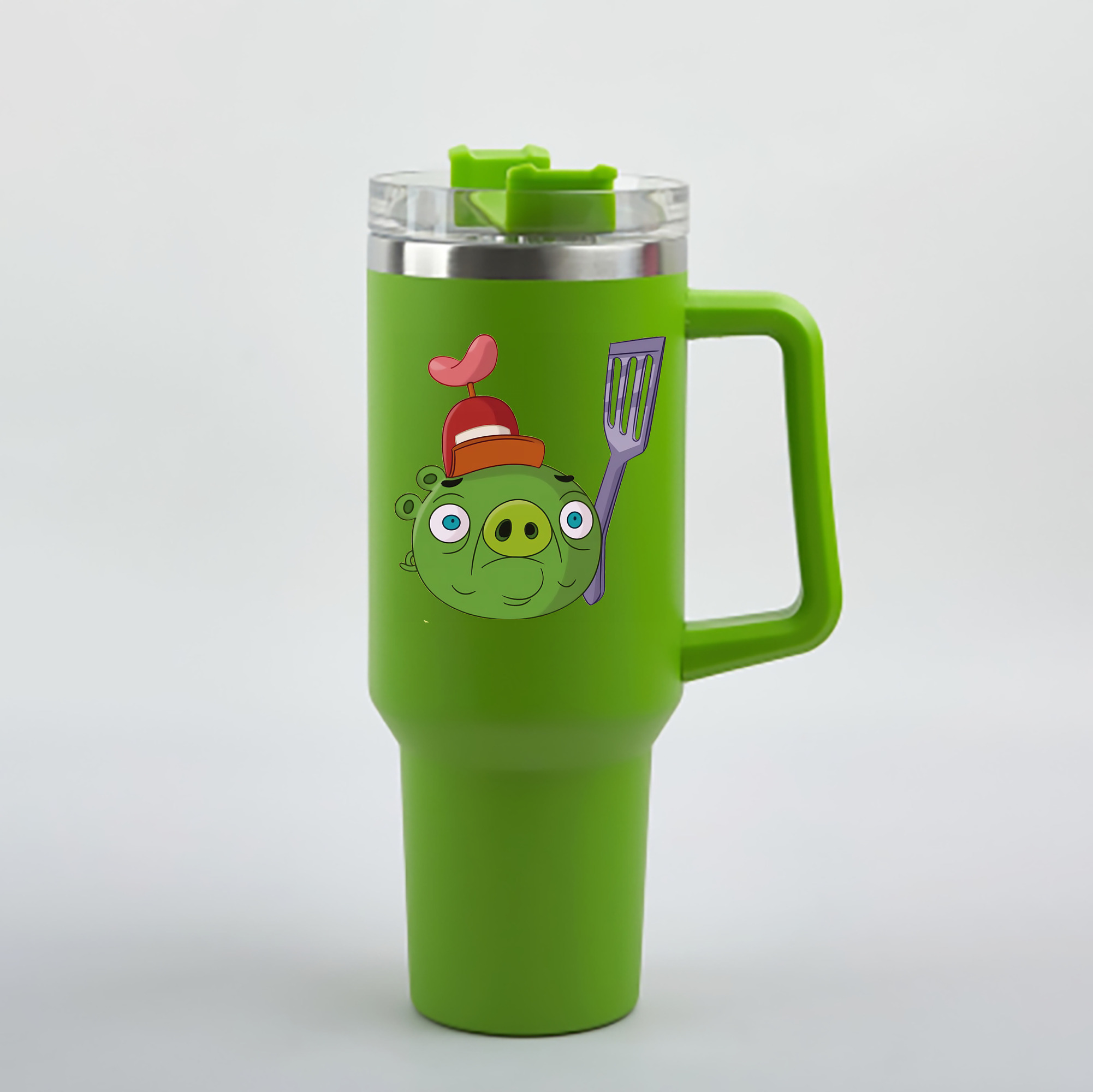 （画像用） Angry Birds アングリーバード 1200mL車用タンブラー - クリスタルステッカー（プラスチックストロー付き）
